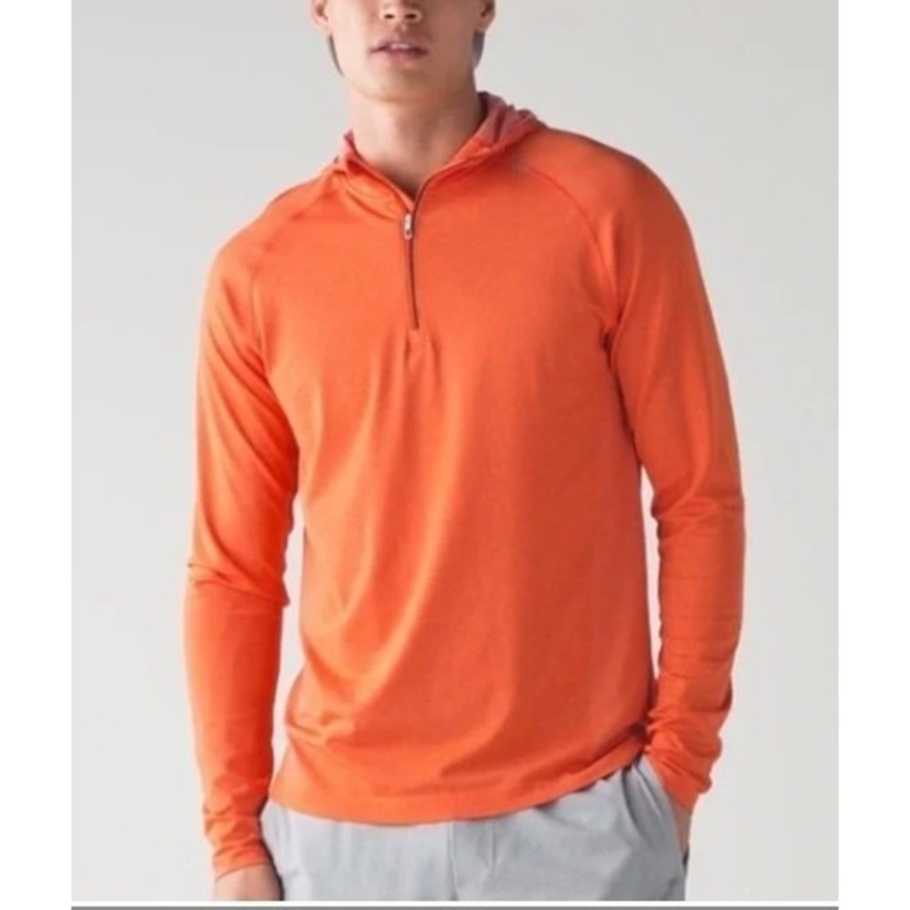 Lululemon Metal Vent Tech 1/2 Zip Hoodie Mens XL Orange Pullover Training Shirt